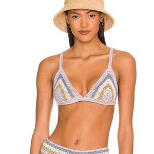 NEW Maiya Bikini Top Paris Joy Cotton Blend Crochet Knit with Gold Metallic S